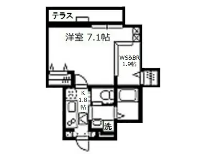 クオーレ白糸台(1K/1階)の間取り写真