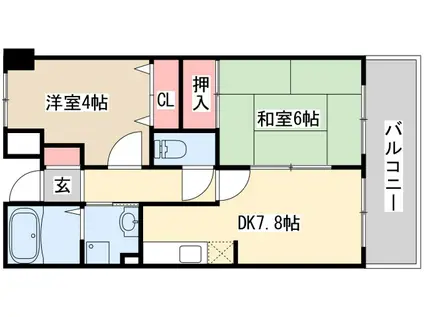 サンノーブル兵庫(2DK/5階)の間取り写真