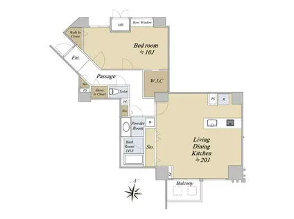 サンリベラ・プライム天神大名レジデンス(1LDK/5階)の間取り写真