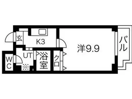 ドーム千代崎(1K/8階)の間取り写真