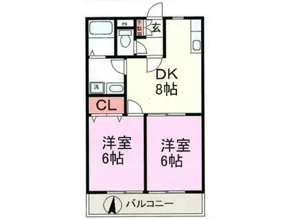 プランドール(2DK/1階)の間取り写真