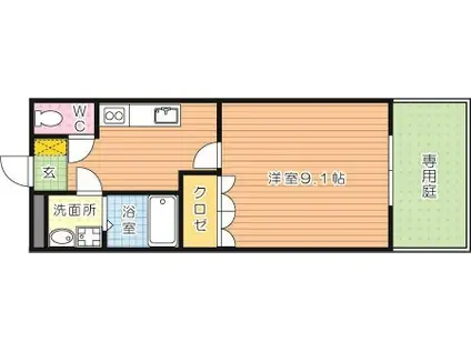 POWER・フレンド(1K/1階)の間取り写真