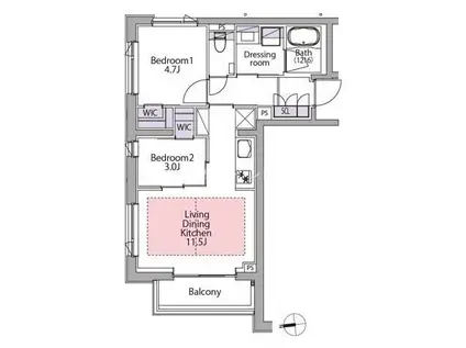イプセ白金台(2LDK/4階)の間取り写真