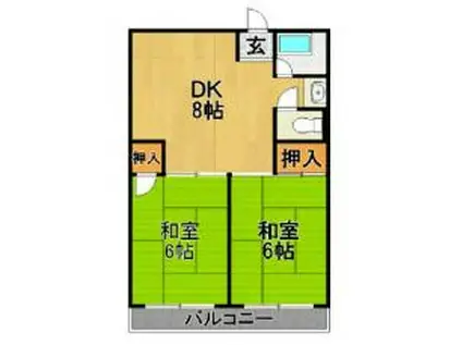 ベアーズマンション(2DK/4階)の間取り写真