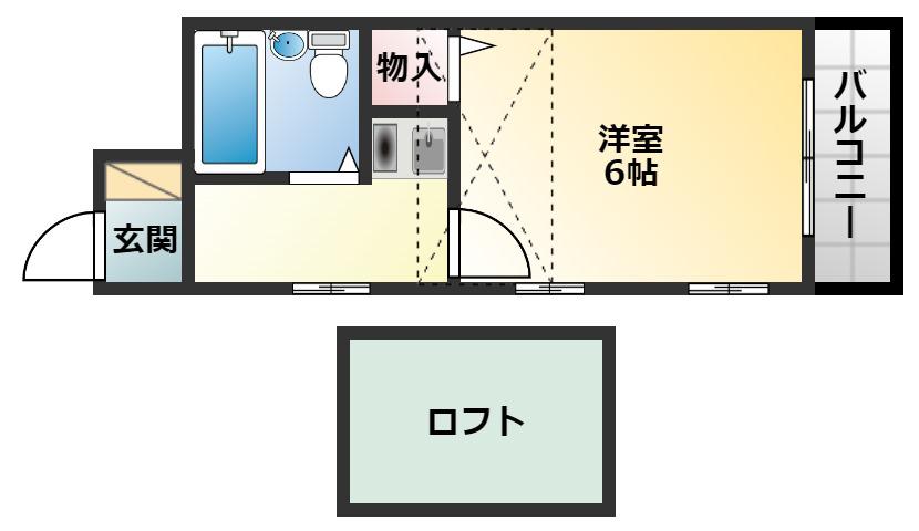 ハイツ藤井寺(1K/1階)の間取り写真