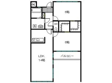Mシャトーオーク(2LDK/3階)の間取り写真
