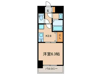 セオリー神戸アクアグルーブ(1K/11階)の間取り写真