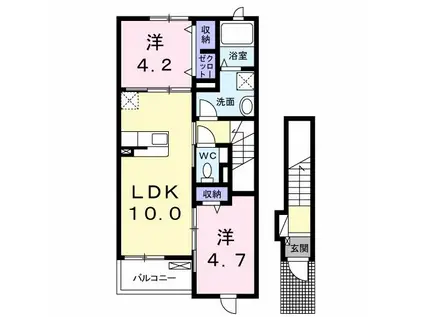 ソテ・ドゥシュ宝塚(2LDK/2階)の間取り写真