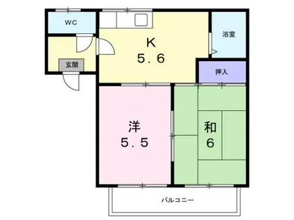 シャルム(2K/2階)の間取り写真