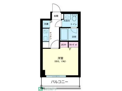 プリヴィレージュ目黒南(1K/6階)の間取り写真