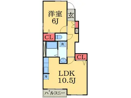 ＪＲ外房線 大網駅 徒歩9分 2階建 築20年(1LDK/1階)の間取り写真