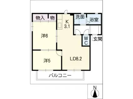 カサグランデI(2LDK/1階)の間取り写真