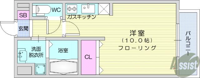 レーベンス柏木(ワンルーム/1階)の間取り写真