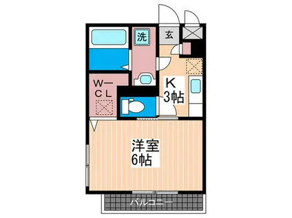 ジョイグリーン(1K/2階)の間取り写真