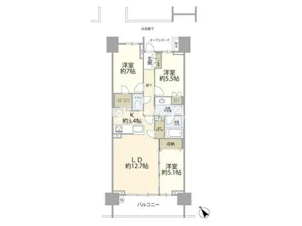 プラウドシティ加賀学園通(3LDK/6階)の間取り写真