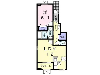 イーハトーヴE(1LDK/1階)の間取り写真