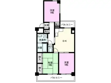 駒崎マンション・2(3DK/1階)の間取り写真