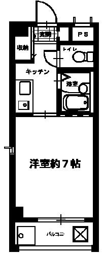 ライフかすがの(1K/4階)の間取り写真