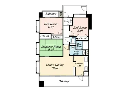 ドゥエスパス(3LDK/7階)の間取り写真