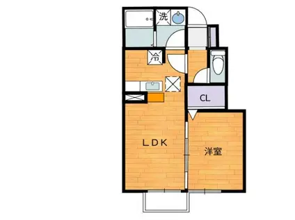 ユニティータウンC(1LDK/1階)の間取り写真
