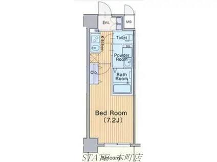 ミュプレ北浜(1K/3階)の間取り写真