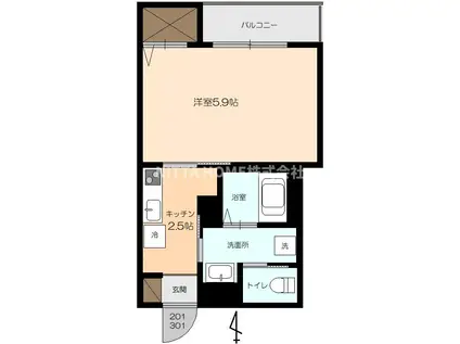 スタジオーネ駅南(1K/3階)の間取り写真