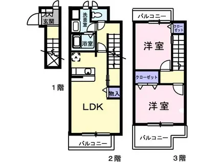 K・TエミネンスヒルズB(2LDK/2階)の間取り写真