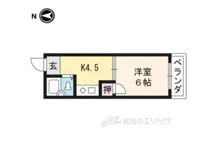 プレアール伏見深草(1DK/1階)の間取り写真