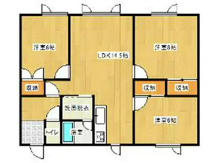ヒガシハイツII(3LDK/2階)の間取り写真