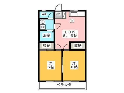 メドゥズハウス(2LDK/1階)の間取り写真