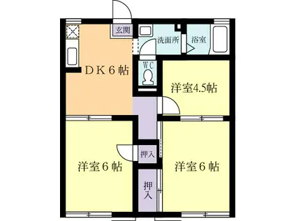 ハイツコスモポリタン(3DK/2階)の間取り写真