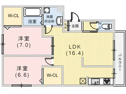 地下鉄西神・山手線 上沢駅 徒歩4分 3階建 築13年(2LDK/3階)の間取り写真
