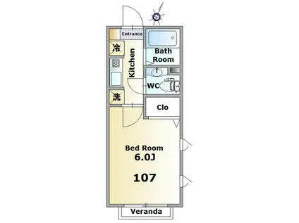 VIVACE(1K/1階)の間取り写真