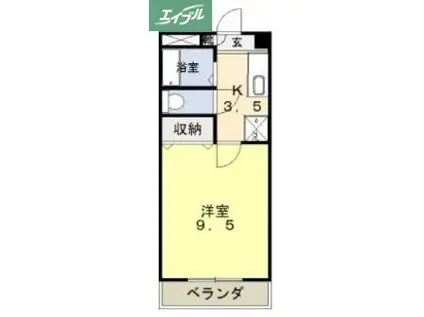 フォレスト東古松(1K/8階)の間取り写真