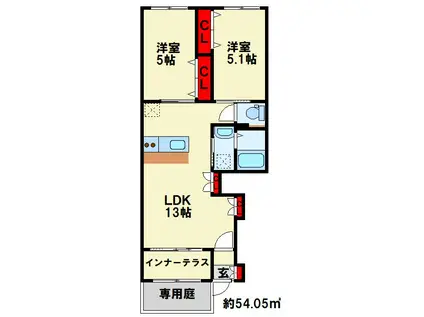 サンライズ ノアIV(2LDK/1階)の間取り写真