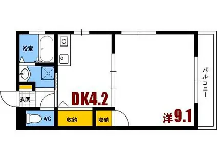 セーヌ川中(1DK/3階)の間取り写真