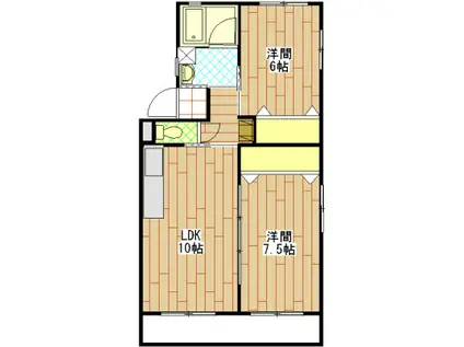 ベルモック(2LDK/2階)の間取り写真