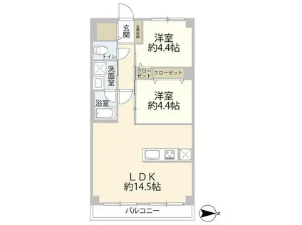シャルマン東品川(2LDK/7階)の間取り写真