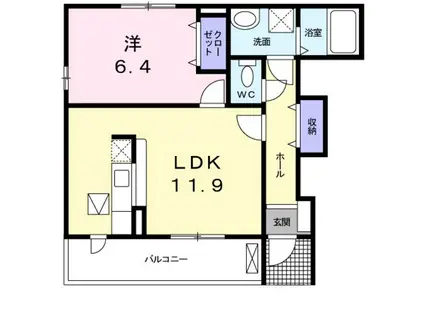 レジデンス K(1LDK/1階)の間取り写真