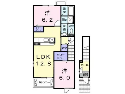 ミルト I(2LDK/2階)の間取り写真