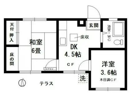 タイニーフラッツ84(2DK/1階)の間取り写真