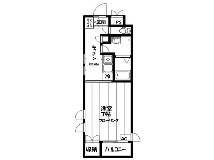 ORCHIDSHIBA(1K/2階)の間取り写真