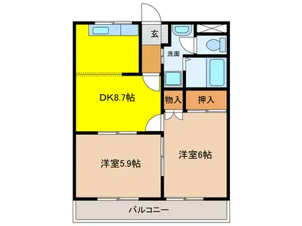 マジョリカハウス(2DK/2階)の間取り写真