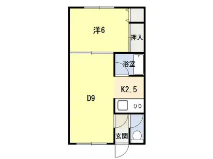 エスレイア西町(1DK/2階)の間取り写真