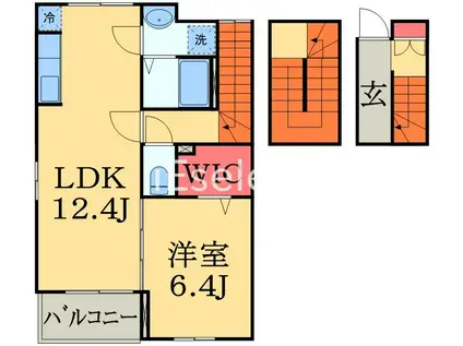 カーム・ハイツ(1LDK/3階)の間取り写真