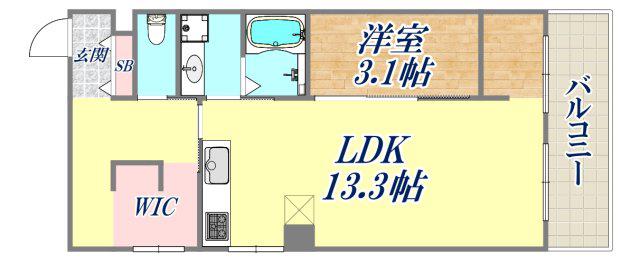 ライオンズマンション神戸元町第2(1LDK/8階)の間取り写真