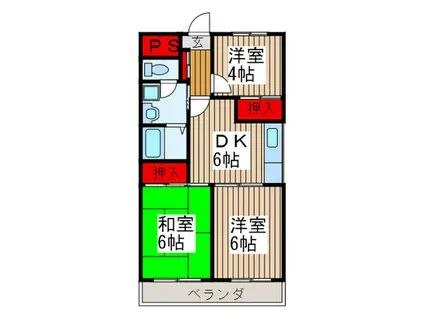 ハイデンス上の宮(3DK/4階)の間取り写真