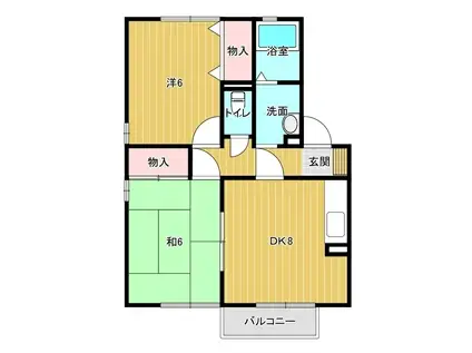 セジュールウィルモアA棟(2DK/2階)の間取り写真