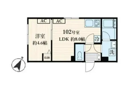 ALATO菊川(1LDK/1階)の間取り写真