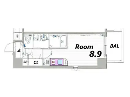 エスリード中山手 県庁前(1K/1階)の間取り写真
